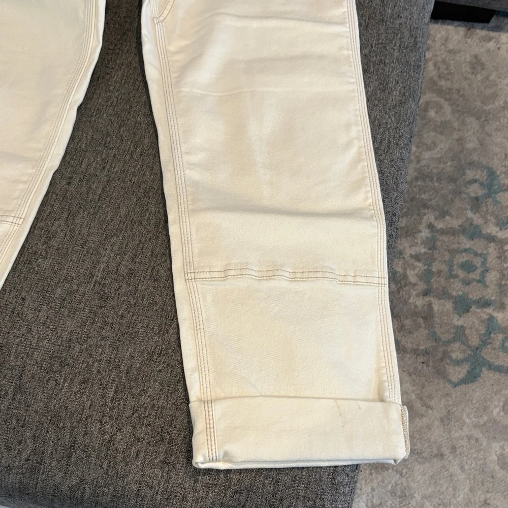 OAK + FORT Off-White Cropped Ankle /Cargo Pants - Picture 2 of 4